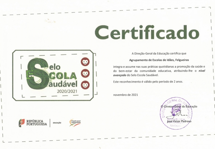 Certificado Selo Escola Saudável